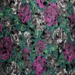 Wool Boucle Fabric Flowers Cardinal Green