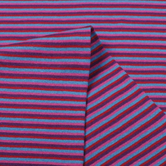 Cuffs Rib Stripes 3mm Aqua Fuchsia Red| The fabric baron