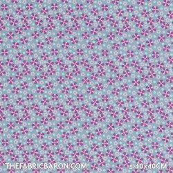 Cotton Printed - Flower With Dot Petrol
