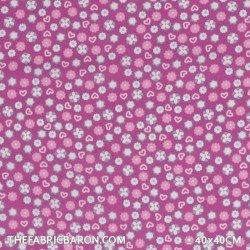 Cotton Printed - Flower With Heart Cardinaal