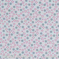 Cotton Printed - Flower With Heart Turquoise