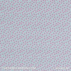 Cotton Printed - Flower On Stem Turquoise