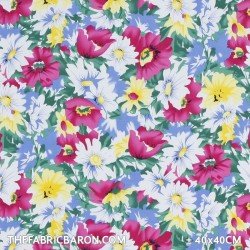 Cotton Printed - Floral Green Fuchsia