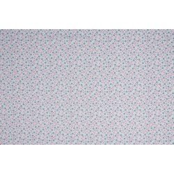 Cotton Printed - Flower With Heart Turquoise