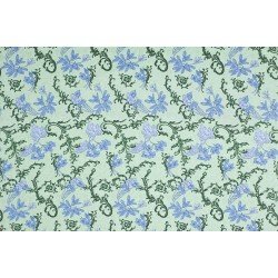 Cotton Printed - Plant Lime Blue