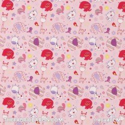 Children's Fabric - Elephant Bird Turtle Giraffe Navy