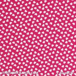 Children's Fabric - Hearts Fuchsia White