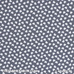 Children's Fabric - Hearts Grey White
