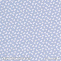 Children's Fabric - Hearts Light Blue White