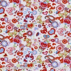 Children's Fabric - Girlish Dessin White
