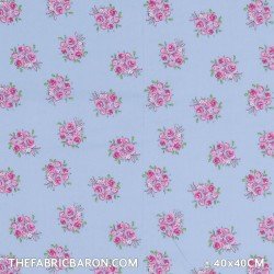 Children's Fabric - Roses Light Blue
