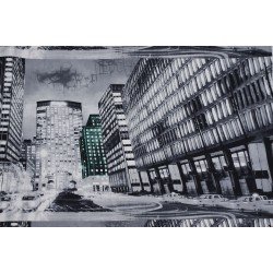 Jersey Printed Smooth - Buildings Black Grey