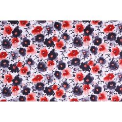 Cotton Satin Fabric - Simple Flower Red