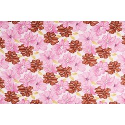 Cotton Satin Fabric - Big Flower Pink