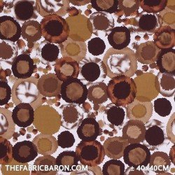 Cotton Satin Fabric - Rounds Brown