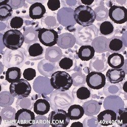 Cotton Satin Fabric - Rounds Grey