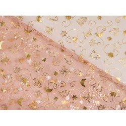Organza - Christmas Gold on Salmon Pink