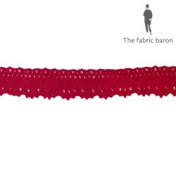 Lace Ribbon Cotton 25mm - Red