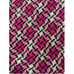 Woven Fabric Pied de Poules - Pink/Grey/Black